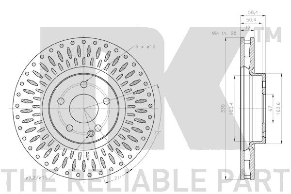 Bromsskiva Ventilerad, Framaxel Nk 2033129 NK