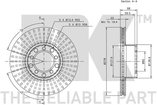 Bromsskiva Ventilerad, Framaxel Nk 203322 NK Bromsskiva Ventilerad, Framaxel Nk 203322 NK