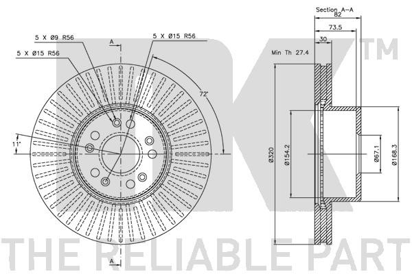 Bromsskiva Ventilerad, Framaxel Nk 203329 NK