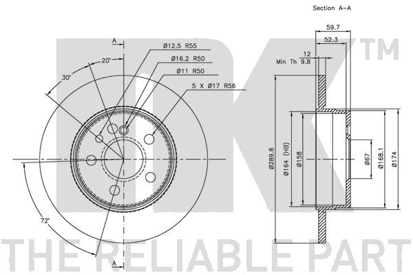 Bromsskiva Solid, Bakaxel Nk 203330 NK Bromsskiva Solid, Bakaxel Nk 203330 NK