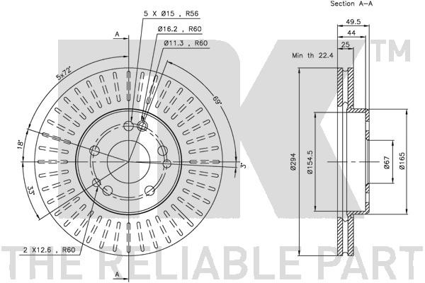 Bromsskiva Ventilerad, Framaxel Nk 203338 NK