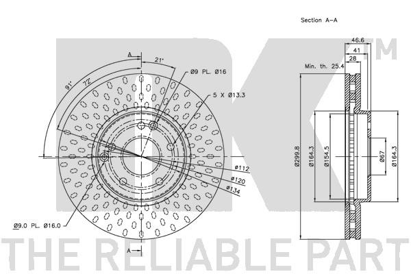Bromsskiva Ventilerad, Framaxel Nk 203341 NK