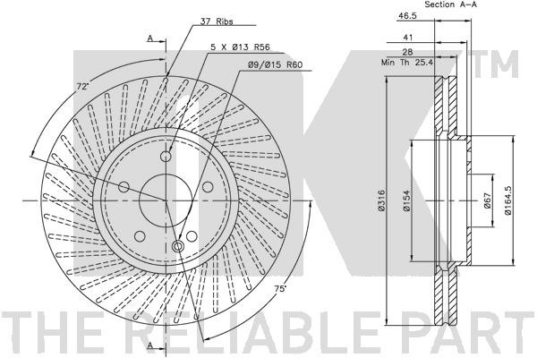 Bromsskiva Ventilerad, Framaxel Nk 203343 NK Bromsskiva Ventilerad, Framaxel Nk 203343 NK