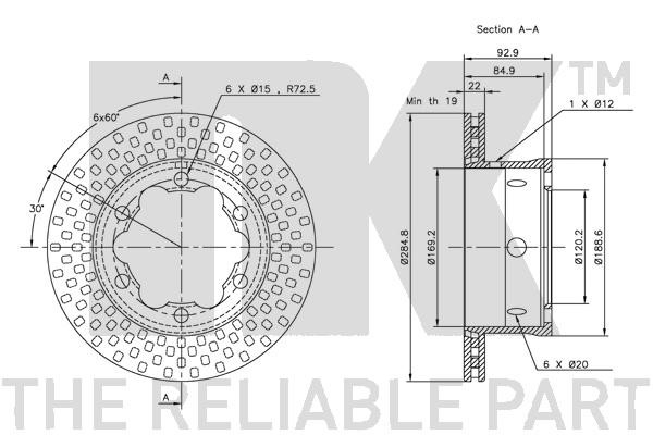 Bromsskiva Ventilerad, Bakaxel Nk 203344 NK