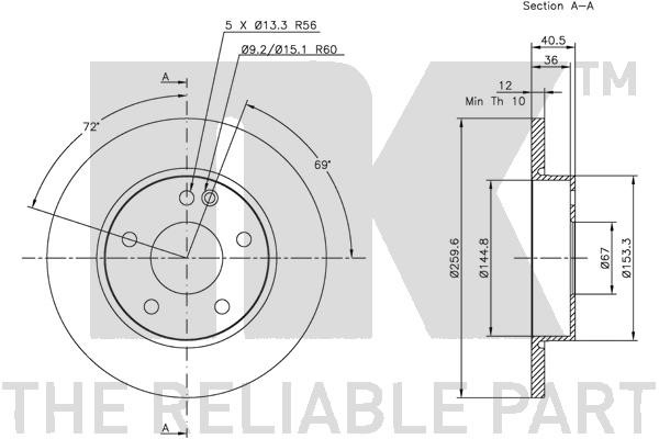 Bromsskiva Solid, Framaxel Nk 203345 NK