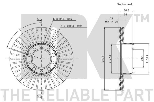 Bromsskiva Ventilerad, Framaxel Nk 203349 NK Bromsskiva Ventilerad, Framaxel Nk 203349 NK