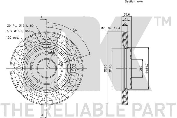 Bromsskiva Ventilerad, Framaxel Nk 203369 NK