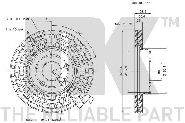 Bromsskiva Ventilerad, Framaxel Nk 203375 NK