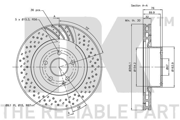 Bromsskiva Ventilerad, Framaxel Nk 203380 NK Bromsskiva Ventilerad, Framaxel Nk 203380 NK