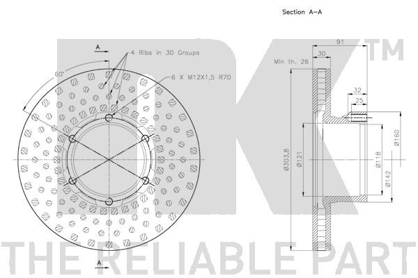 Bromsskiva Ventilerad, Framaxel Nk 203398 NK