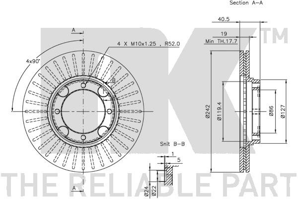 Bromsskiva Ventilerad, Framaxel Nk 203402 NK