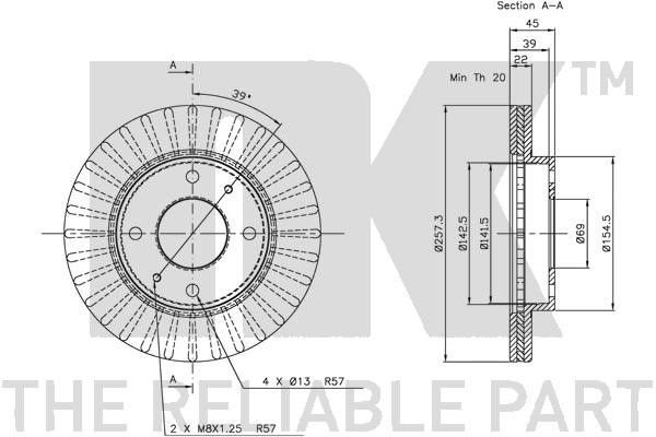 Bromsskiva Ventilerad, Framaxel Nk 203403 NK