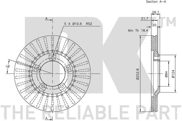 Bromsskiva Ventilerad, Framaxel Nk 203404 NK