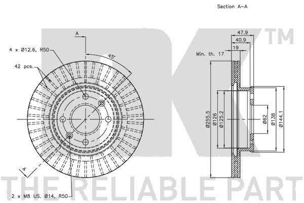 Bromsskiva Ventilerad, Framaxel Nk 203418 NK