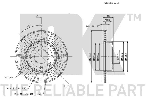Bromsskiva Ventilerad, Framaxel Nk 203419 NK