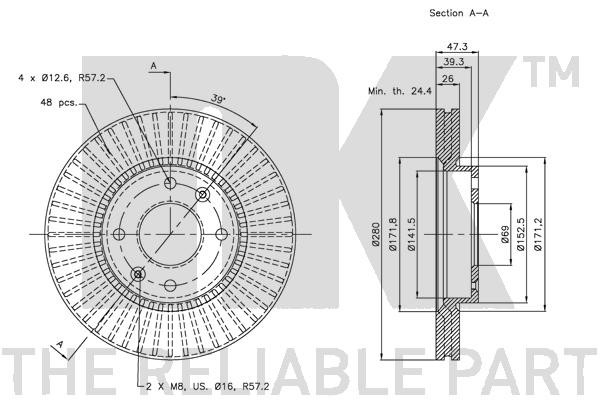 Bromsskiva Ventilerad, Framaxel Nk 203420 NK
