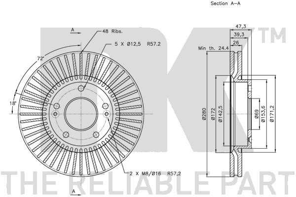 Bromsskiva Ventilerad, Framaxel Nk 203423 NK