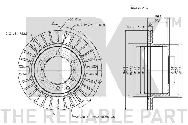 Bromsskiva Ventilerad, Bakaxel Nk 203427 NK
