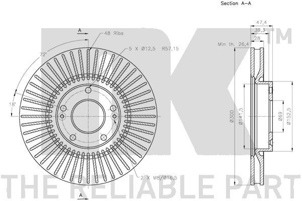 Bromsskiva Ventilerad, Framaxel Nk 203433 NK