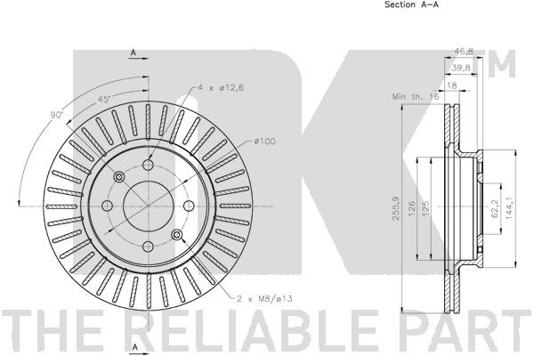 Bromsskiva Ventilerad, Framaxel Nk 203438 NK