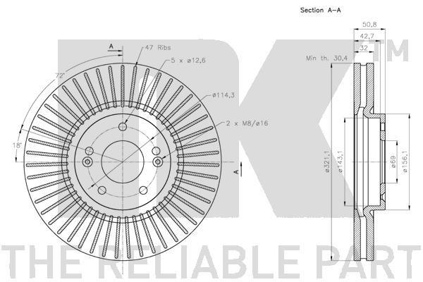 Bromsskiva Ventilerad, Framaxel Nk 203440 NK