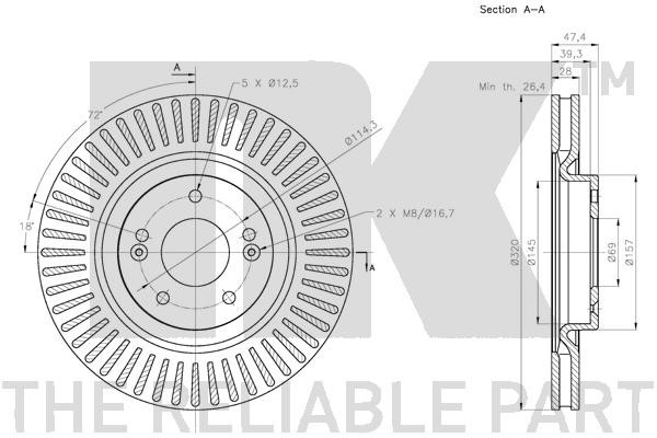 Bromsskiva Ventilerad, Framaxel Nk 203443 NK