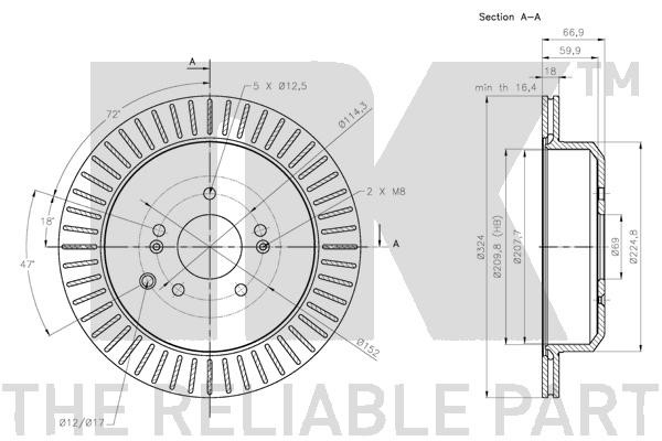 Bromsskiva Ventilerad, Bakaxel Nk 203448 NK