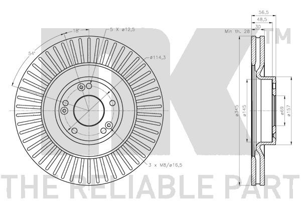 Bromsskiva Ventilerad, Framaxel Nk 203452 NK