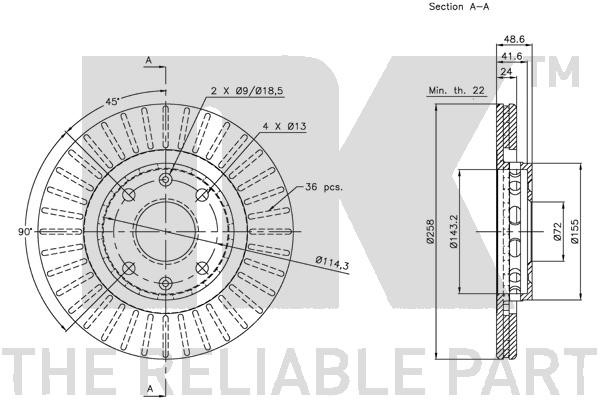 Bromsskiva Ventilerad, Framaxel Nk 203502 NK Bromsskiva Ventilerad, Framaxel Nk 203502 NK
