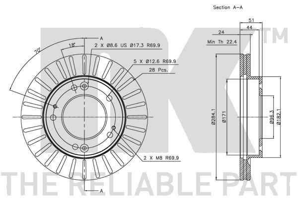 Bromsskiva Ventilerad, Framaxel Nk 203504 NK