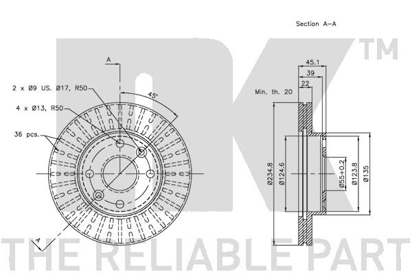 Bromsskiva Ventilerad, Framaxel Nk 203510 NK Bromsskiva Ventilerad, Framaxel Nk 203510 NK