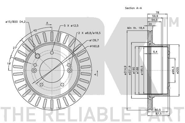 Bromsskiva Ventilerad, Bakaxel Nk 203520 NK