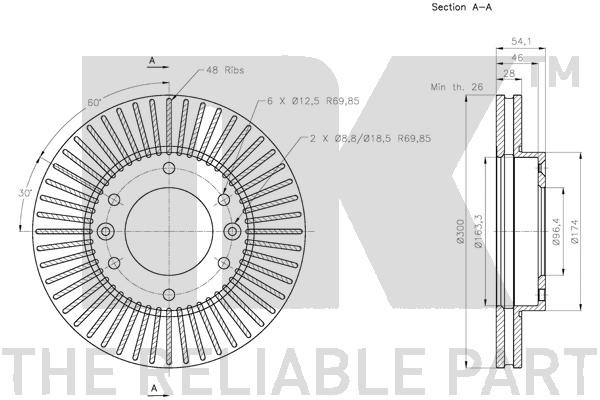 Bromsskiva Ventilerad, Framaxel Nk 203524 NK