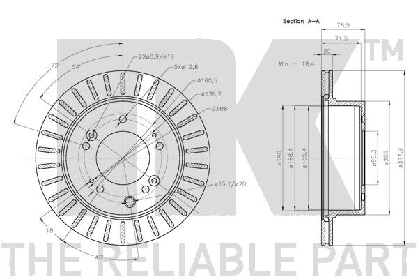 Bromsskiva Ventilerad, Bakaxel Nk 203530 NK Bromsskiva Ventilerad, Bakaxel Nk 203530 NK