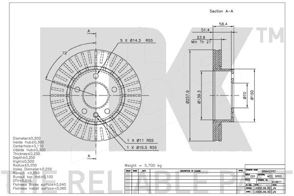 Bromsskiva Ventilerad, Framaxel Nk 203611 NK