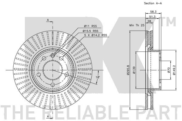 Bromsskiva Ventilerad, Framaxel Nk 203622 NK