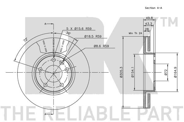 Bromsskiva Ventilerad, Framaxel Nk 203639 NK