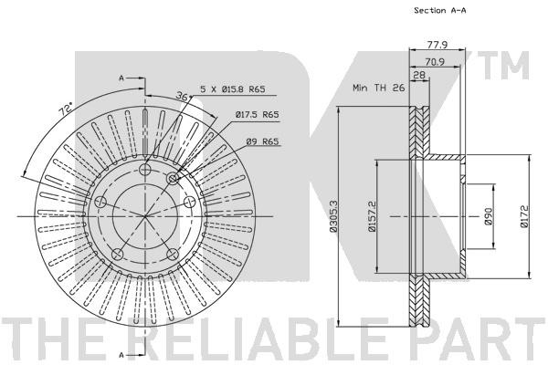 Bromsskiva Ventilerad, Framaxel Nk 203644 NK