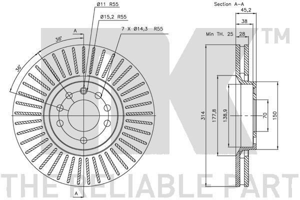 Bromsskiva Ventilerad, Framaxel Nk 203653 NK