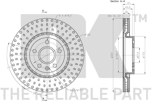 Bromsskiva Ventilerad, Framaxel Nk 203671 NK