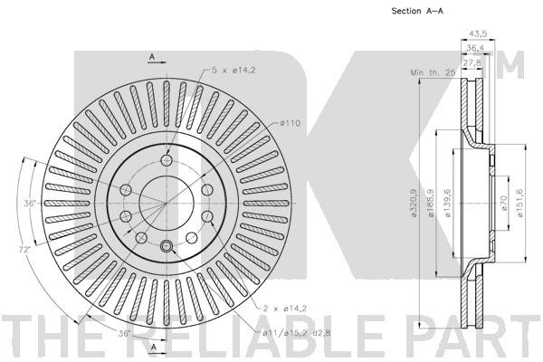 Bromsskiva Ventilerad, Framaxel Nk 203673 NK