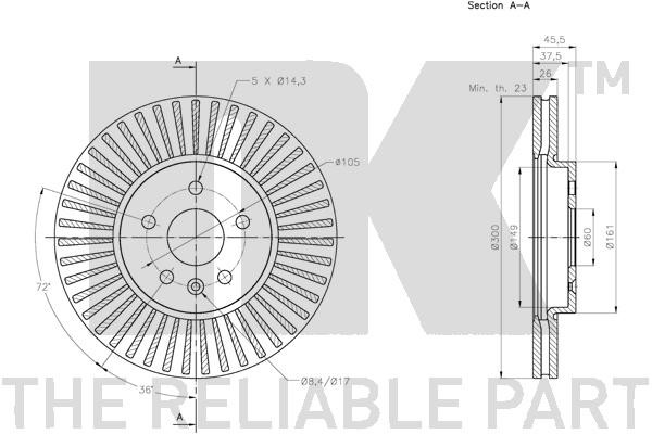 Bromsskiva Ventilerad, Framaxel Nk 203677 NK