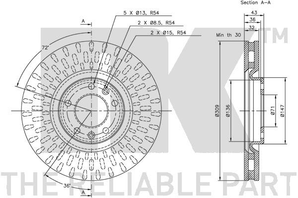 Bromsskiva Ventilerad, Framaxel Nk 203724 NK