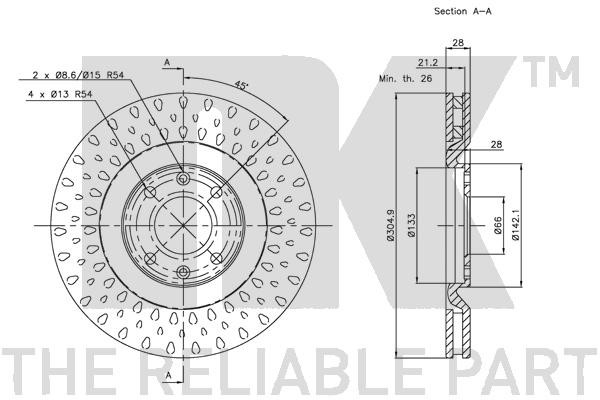Bromsskiva Ventilerad, Framaxel Nk 203726 NK