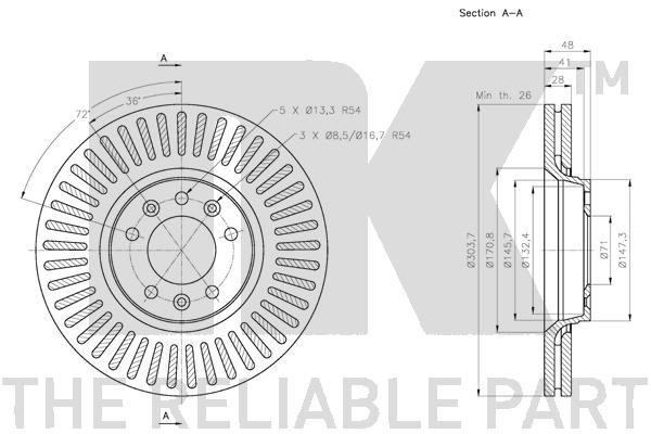 Bromsskiva Ventilerad, Framaxel Nk 203734 NK