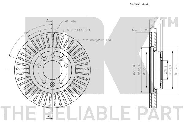 Bromsskiva Ventilerad, Framaxel Nk 203741 NK