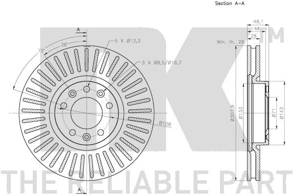 Bromsskiva Ventilerad, Framaxel Nk 203742 NK