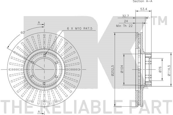 Bromsskiva Ventilerad, Framaxel Nk 203905 NK