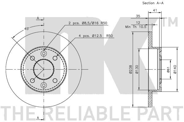 Bromsskiva Solid, Framaxel Nk 203908 NK