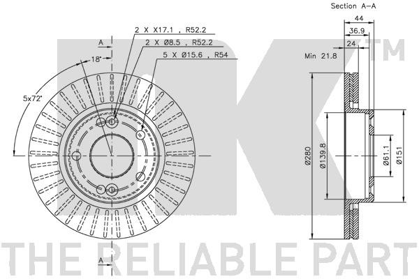 Bromsskiva Ventilerad, Framaxel Nk 203913 NK